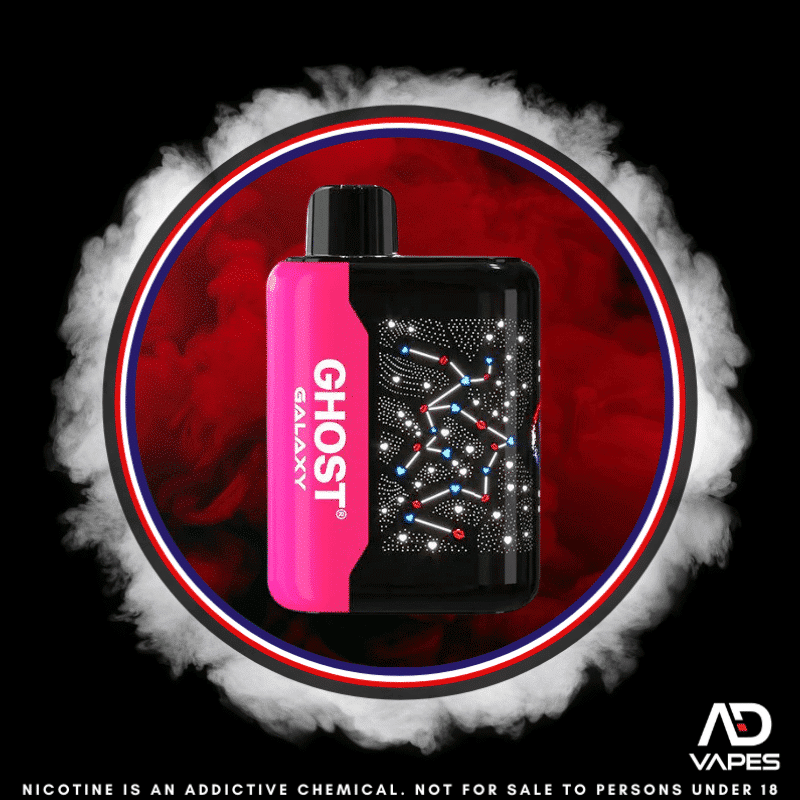 Vapes Bars Ghost Galaxy 25K 35mg Warheads Sour Black Cherry