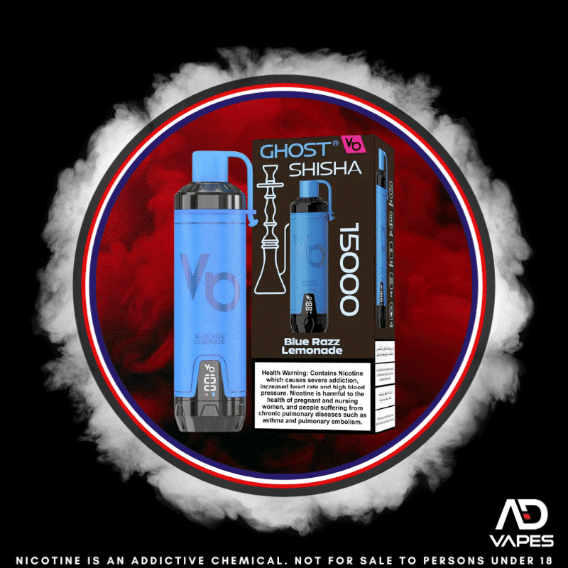 Vapes Bars Ghost Shisha 15K 6mg Blue Razz Lemonade
