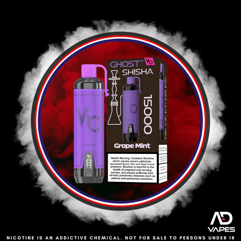 Vapes Bars Ghost Shisha 15K 6mg Grape Mint
