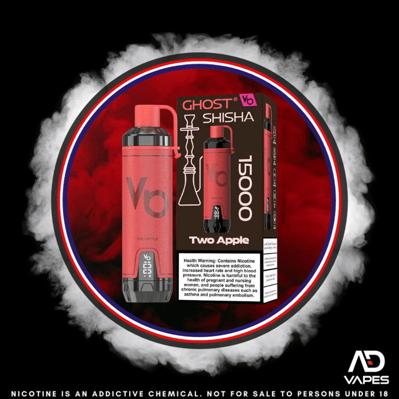 Vapes Bars Ghost Shisha 15K 6mg Two Apple