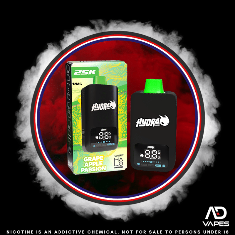 Hydra Pro 25K 12mg Kit Grape Apple Passion Pod + Battery